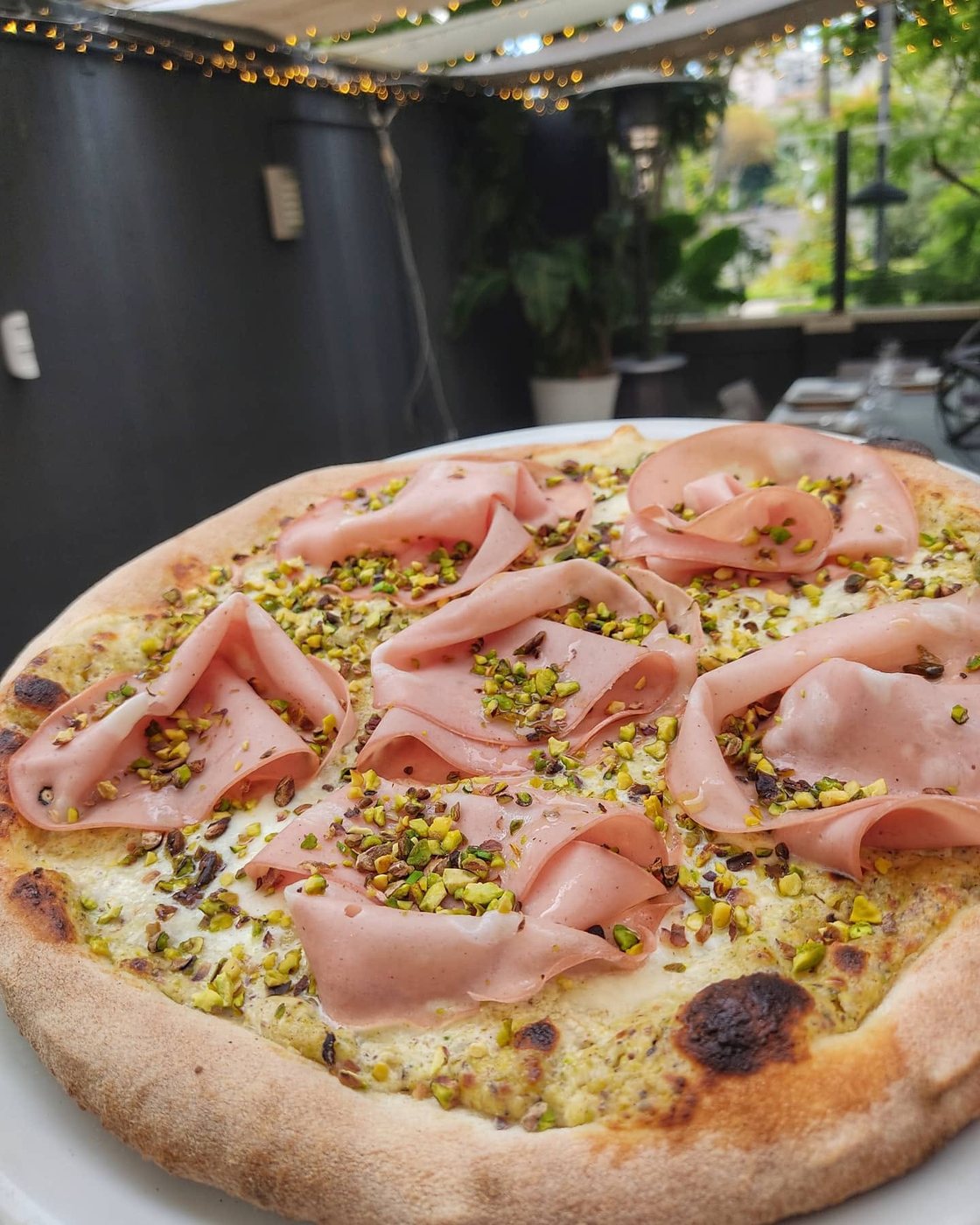 A pizza fresh from the oven